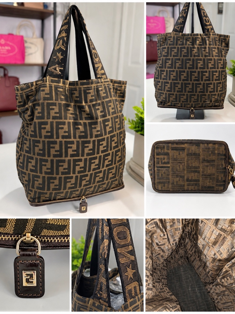 Fendi Brown FF Zucca Canvas Tote with Logo Strap - Picture 11 of 11